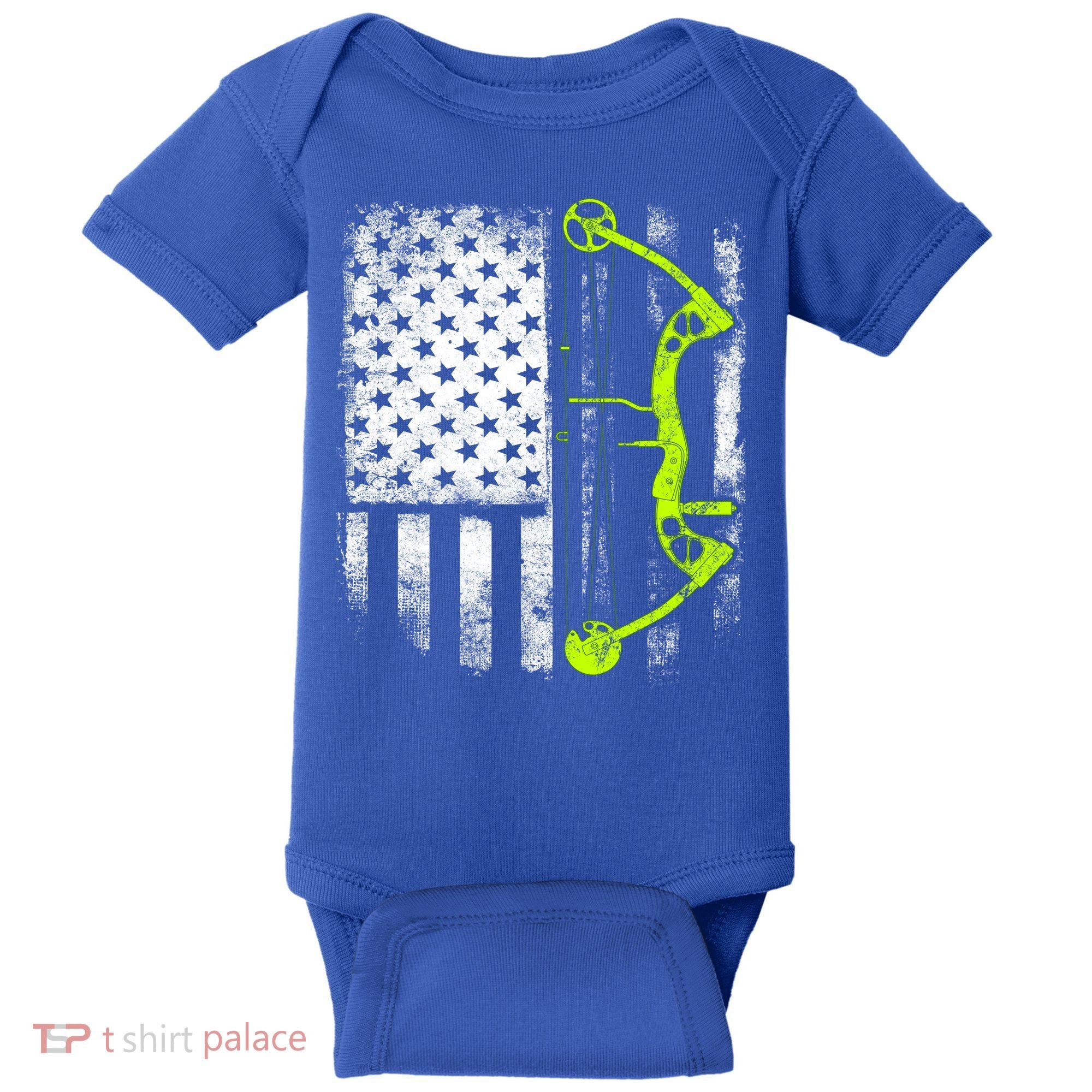 Archery Compound Bow Usa Flag Gift Baby Bodysuit