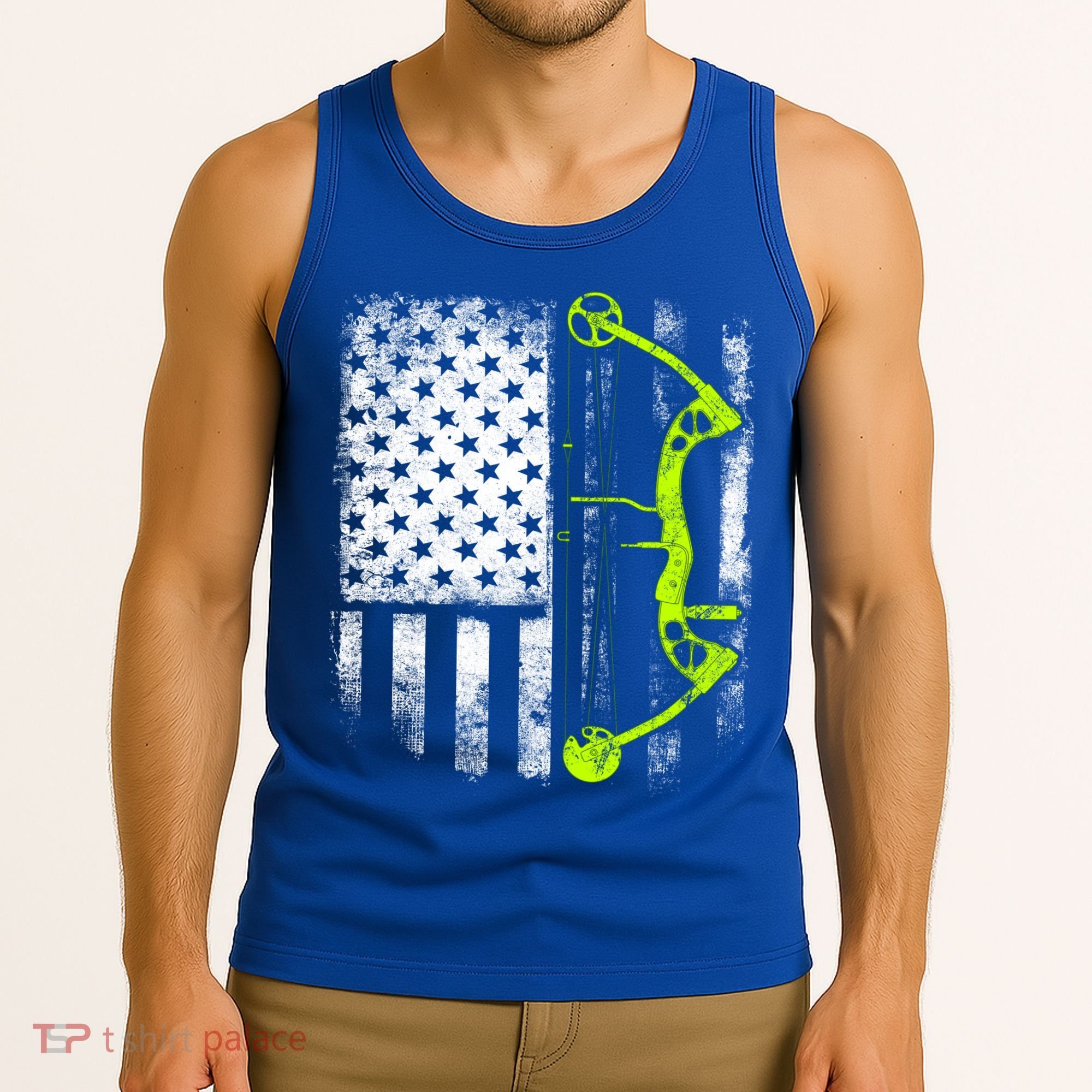 Archery Compound Bow Usa Flag Gift Tank Top
