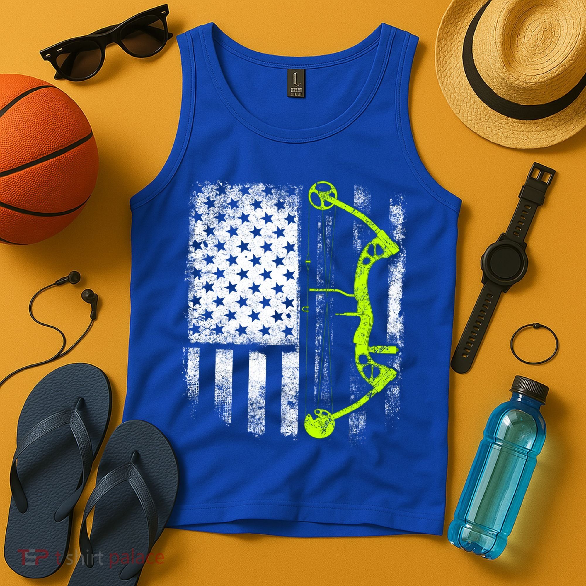 Archery Compound Bow Usa Flag Gift Tank Top
