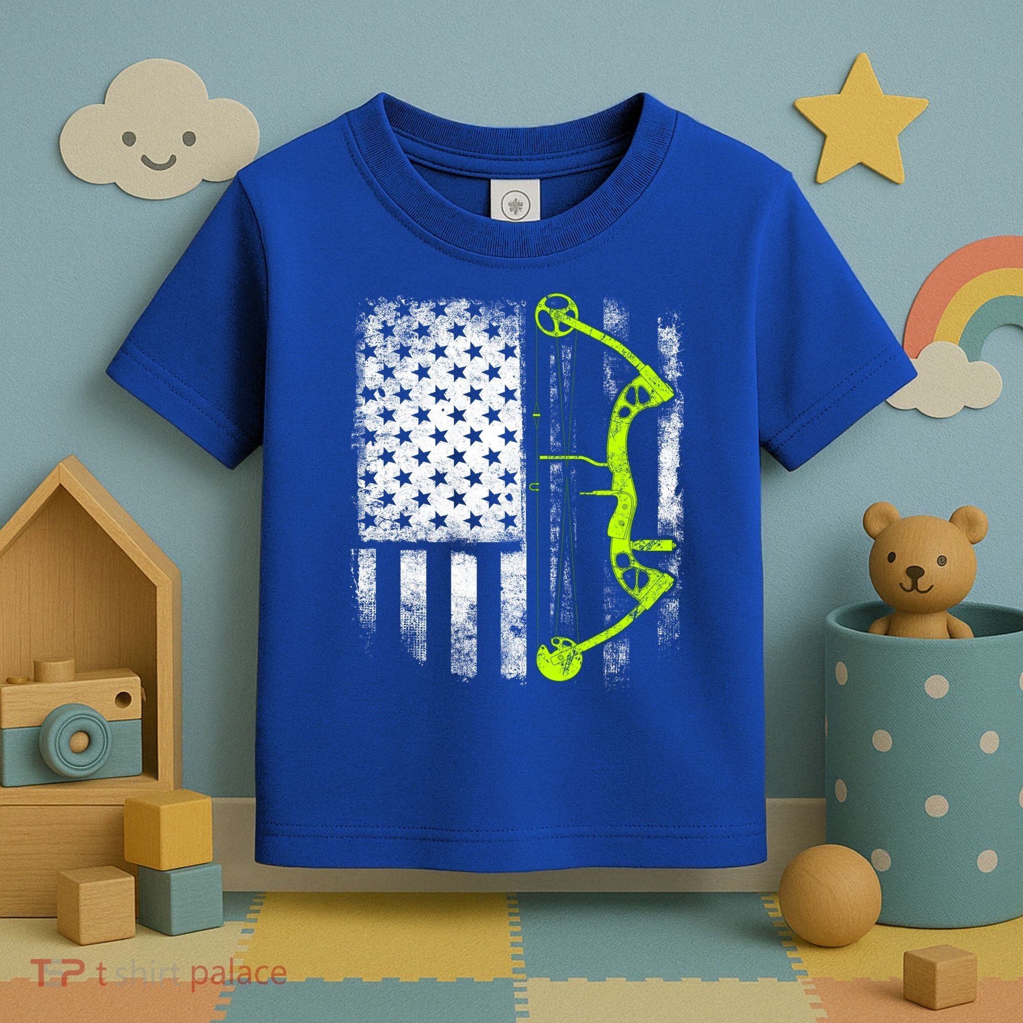 Archery Compound Bow Usa Flag Gift Toddler T-Shirt