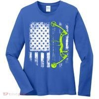 Archery Compound Bow Usa Flag Gift Women's Long Sleeve Shirt thumb 0