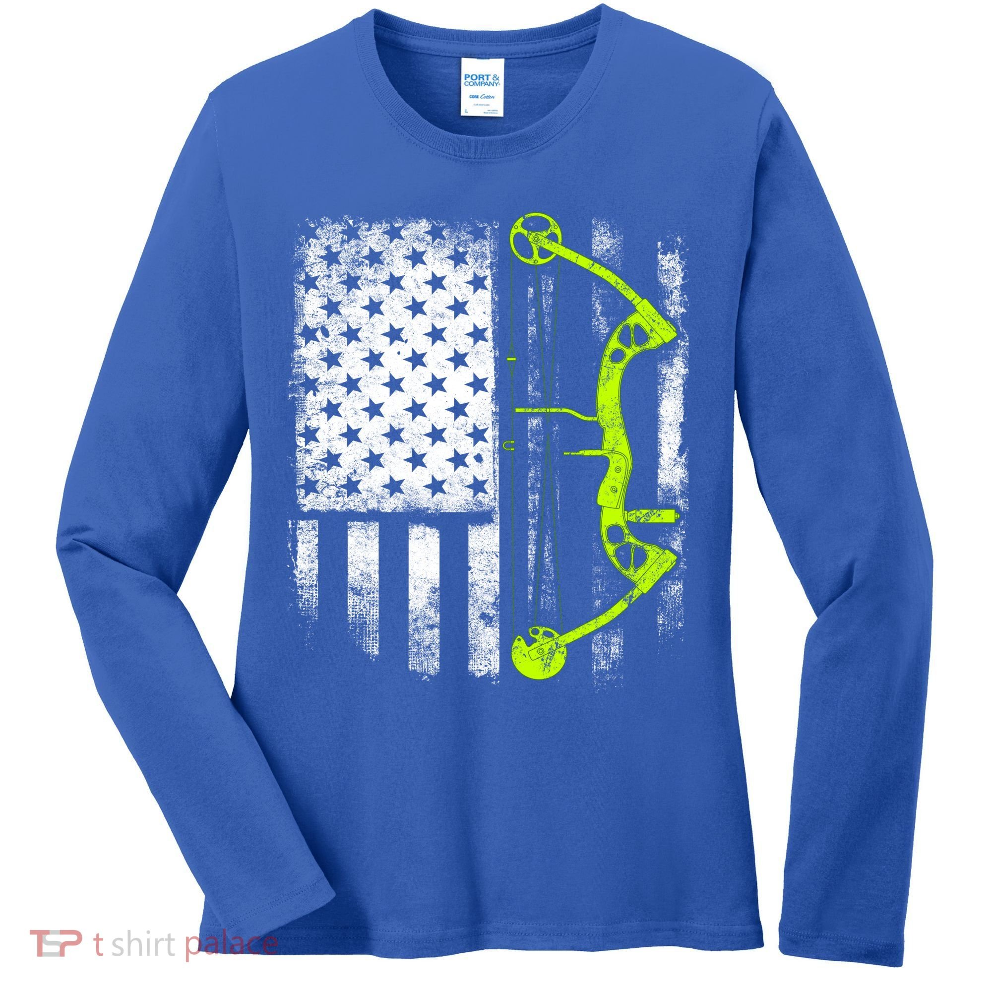 Archery Compound Bow Usa Flag Gift Women's Long Sleeve Shirt