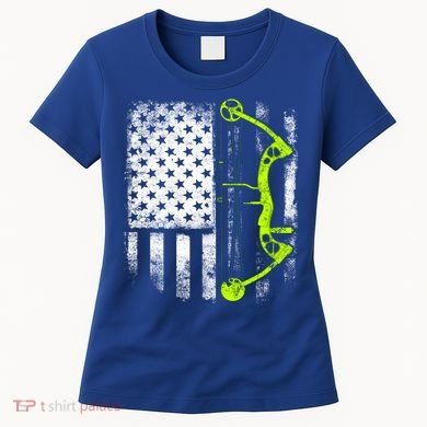 Archery Compound Bow Usa Flag Gift Women's T-Shirt