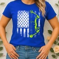 Archery Compound Bow Usa Flag Gift Women's T-Shirt thumb 2