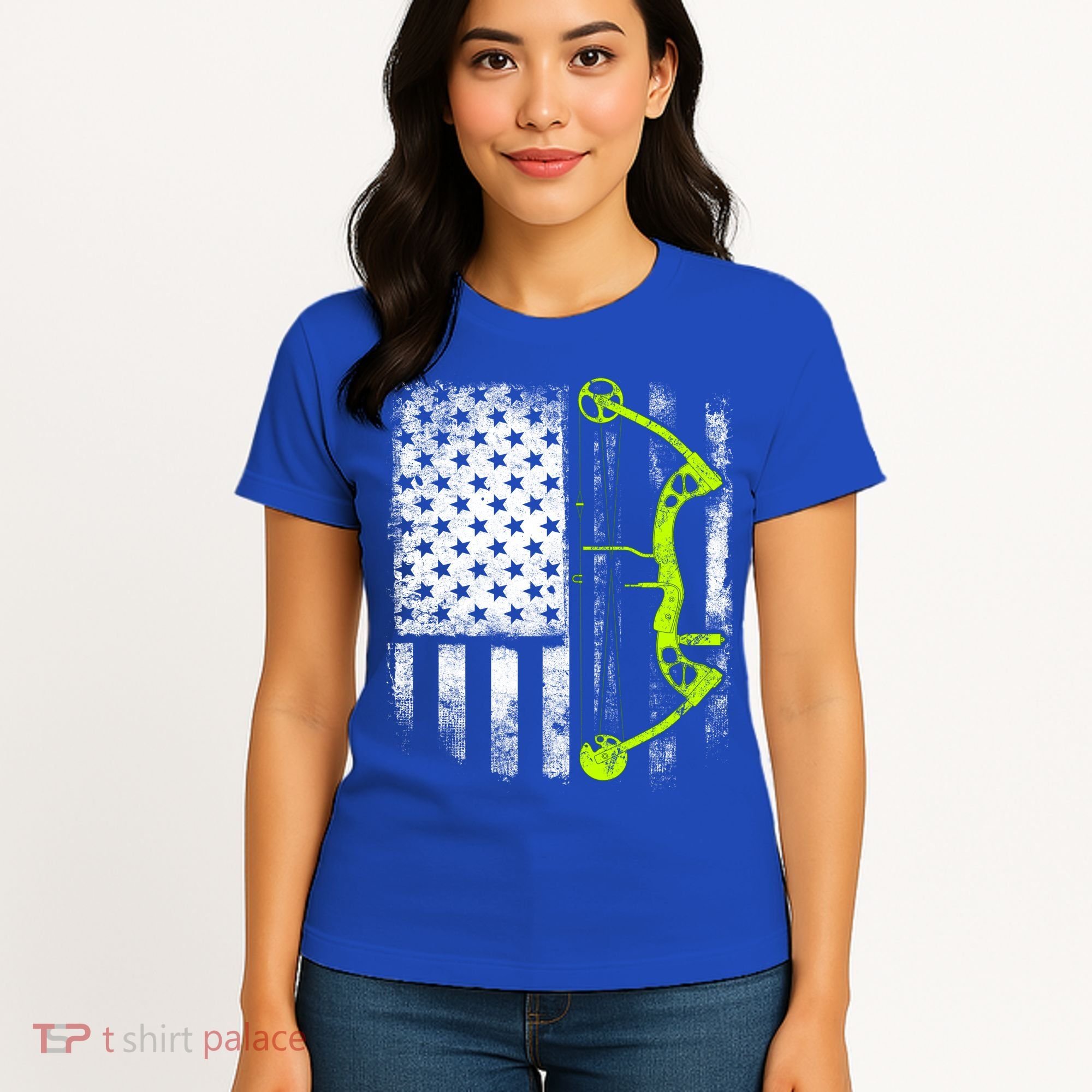 Archery Compound Bow Usa Flag Gift Women's T-Shirt