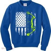 Archery Compound Bow Usa Flag Gift Kids Sweatshirt thumb 0