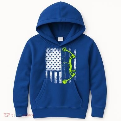 Archery Compound Bow Usa Flag Gift Kids Hoodie