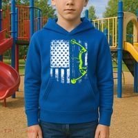 Archery Compound Bow Usa Flag Gift Kids Hoodie thumb 2