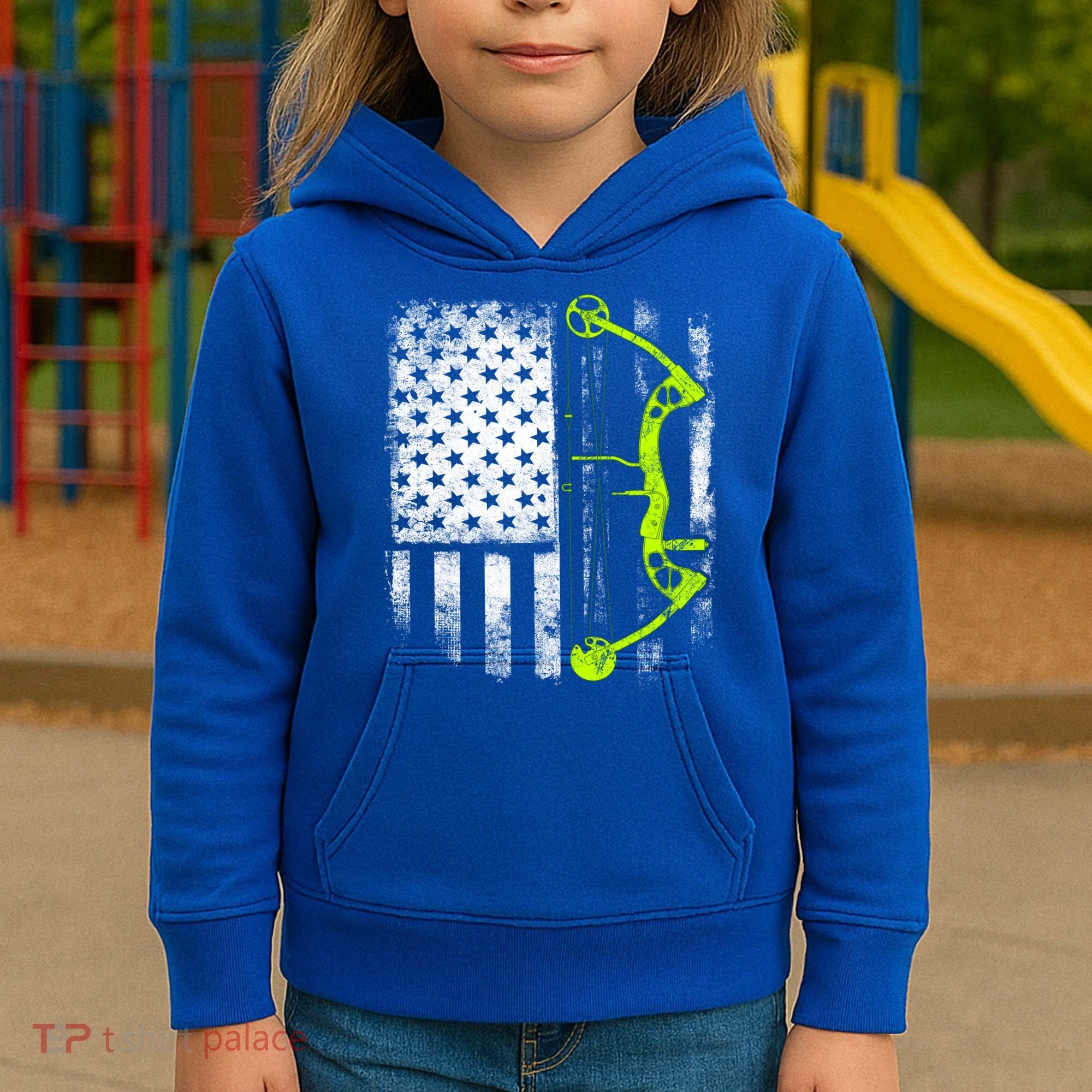 Archery Compound Bow Usa Flag Gift Kids Hoodie