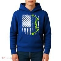 Archery Compound Bow Usa Flag Gift Kids Hoodie thumb 4