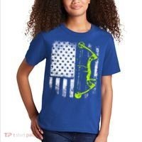 Archery Compound Bow Usa Flag Gift Kids T-Shirt thumb 2