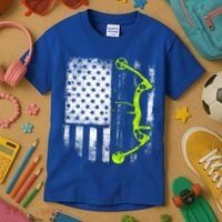 Archery Compound Bow Usa Flag Gift Kids T-Shirt thumb 3