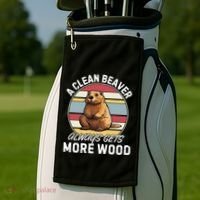 A Clean Beaver Always Gets More Wood Golf Towel thumb 2