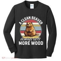 A Clean Beaver Always Gets More Wood Kids Long Sleeve Shirt thumb 0