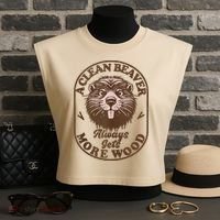 A Clean Beaver Always Gets More Wood Graphic Funny Raunchy Garment-Dyed Women's Muscle Tee thumb 3