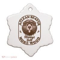 A Clean Beaver Always Gets More Wood Graphic Funny Raunchy Ceramic Ornament thumb 0