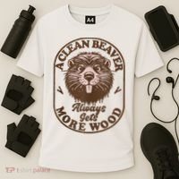 A Clean Beaver Always Gets More Wood Graphic Funny Raunchy Cooling Performance Crew T-Shirt thumb 3