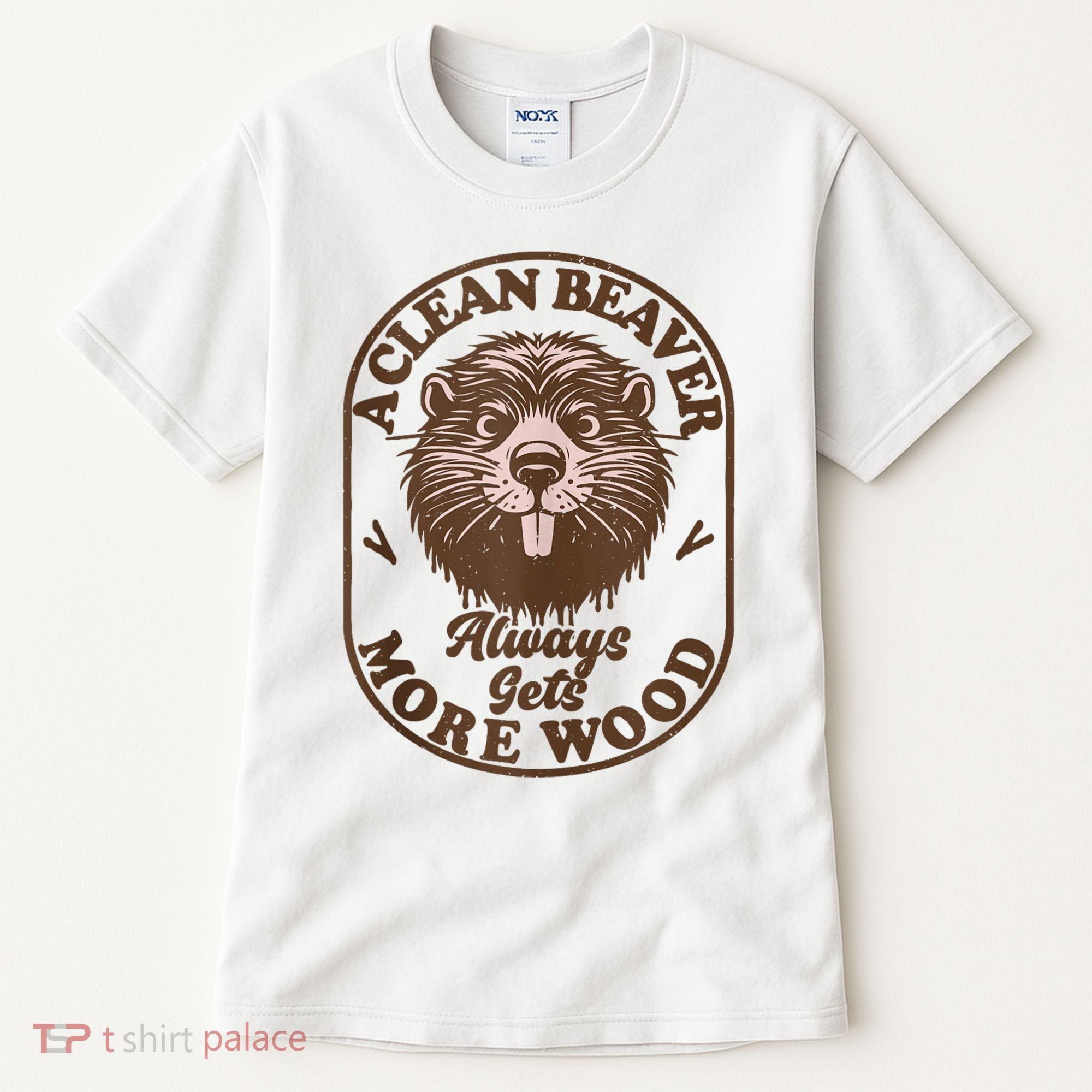 A Clean Beaver Always Gets More Wood Graphic Funny Raunchy Tall T-Shirt