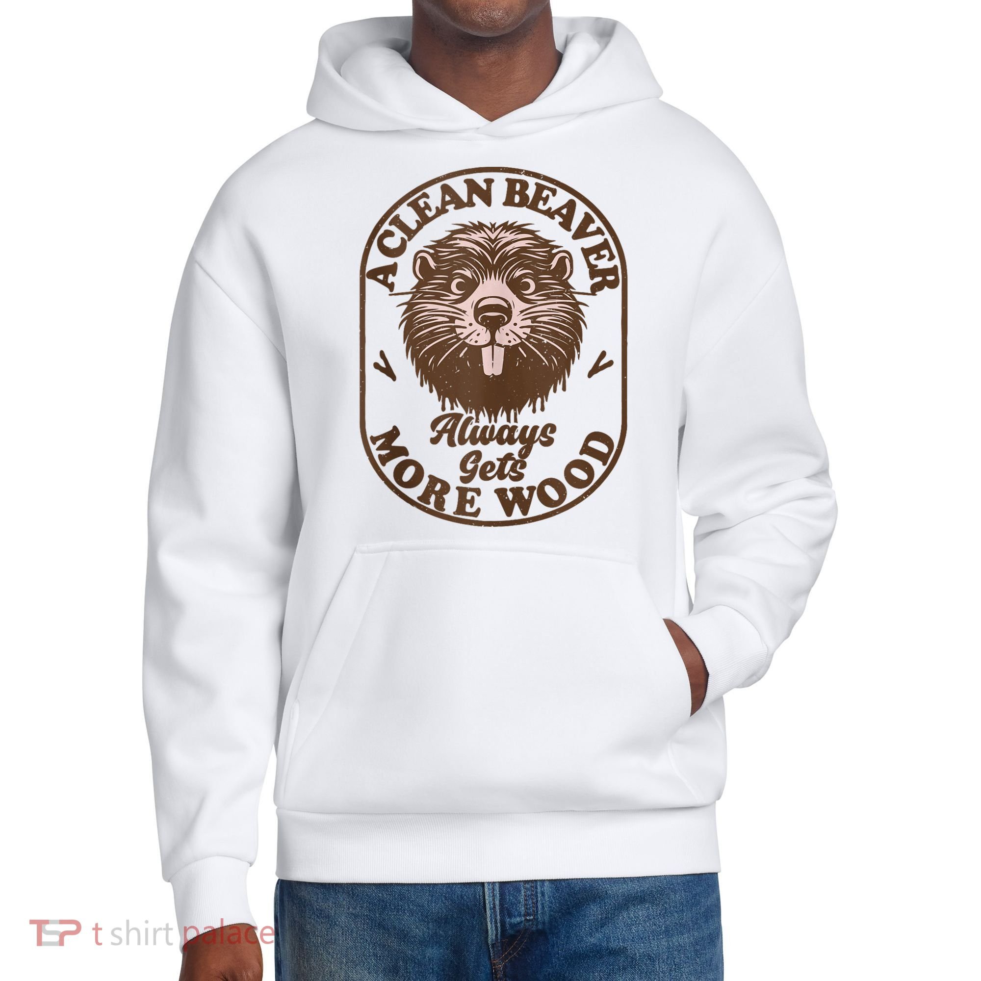 A Clean Beaver Always Gets More Wood Graphic Funny Raunchy District V.I.T. Heavyweight Hoodie