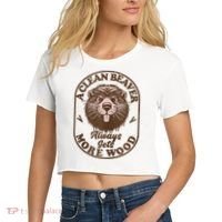 A Clean Beaver Always Gets More Wood Graphic Funny Raunchy Women's Crop Top Tee thumb 2