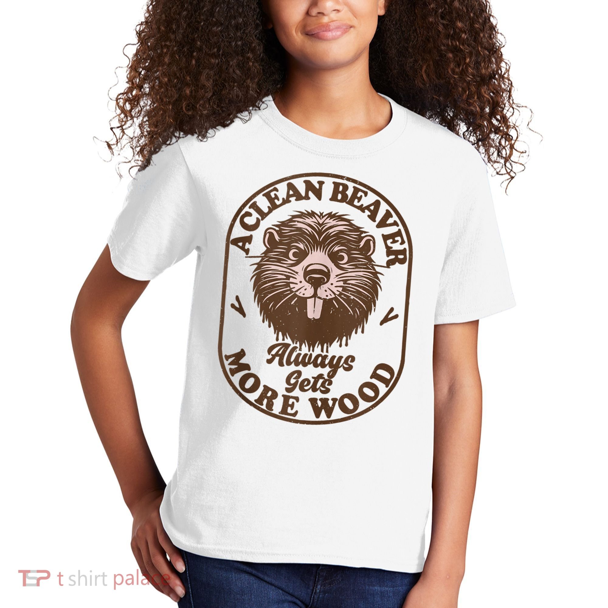 A Clean Beaver Always Gets More Wood Graphic Funny Raunchy Kids T-Shirt