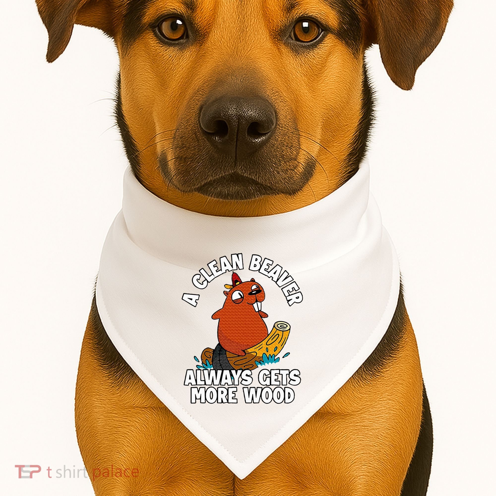 A Clean Beaver Always Gets More Wood USA-Made Doggie Bandana