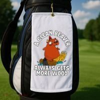 A Clean Beaver Always Gets More Wood Golf Towel thumb 2