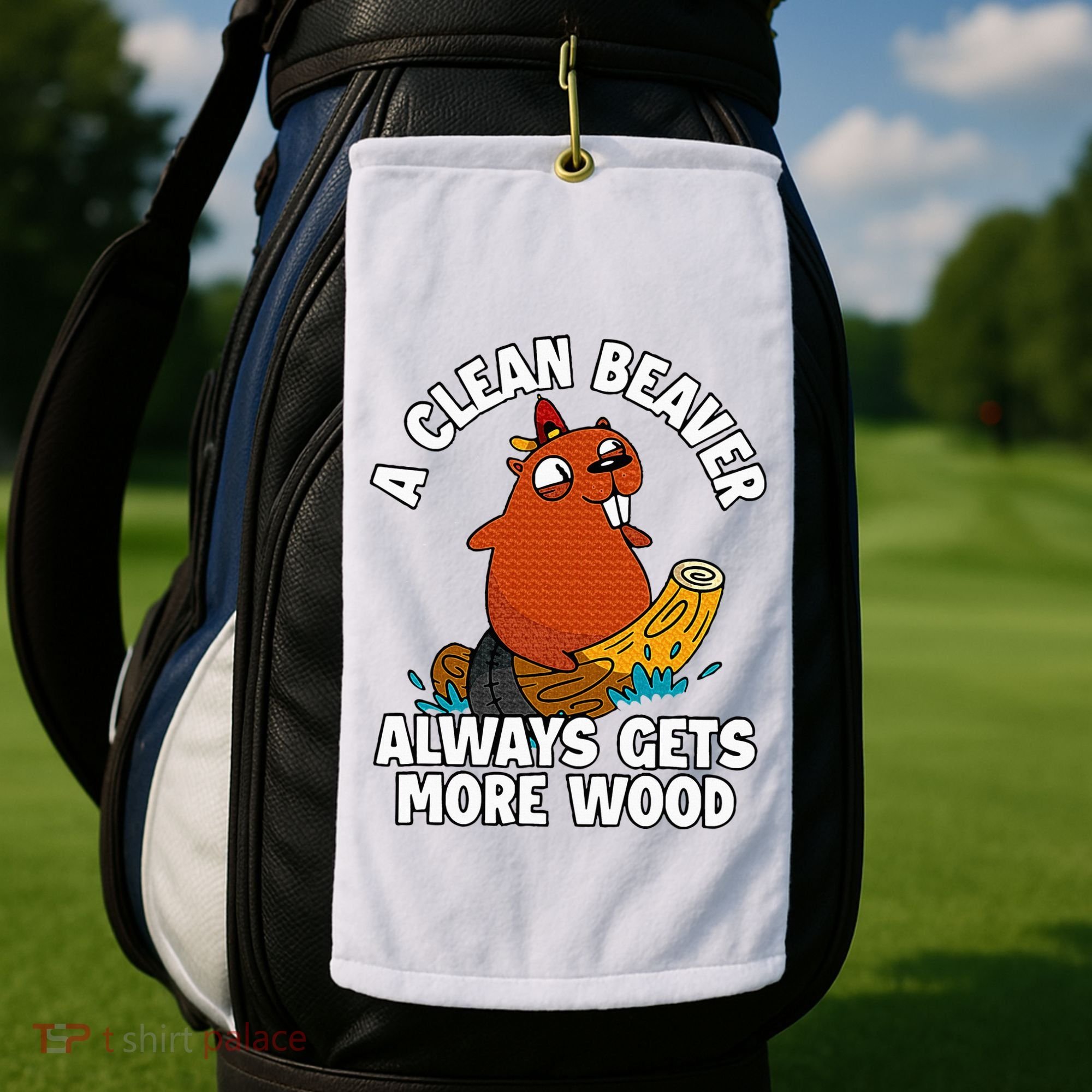 A Clean Beaver Always Gets More Wood Golf Towel