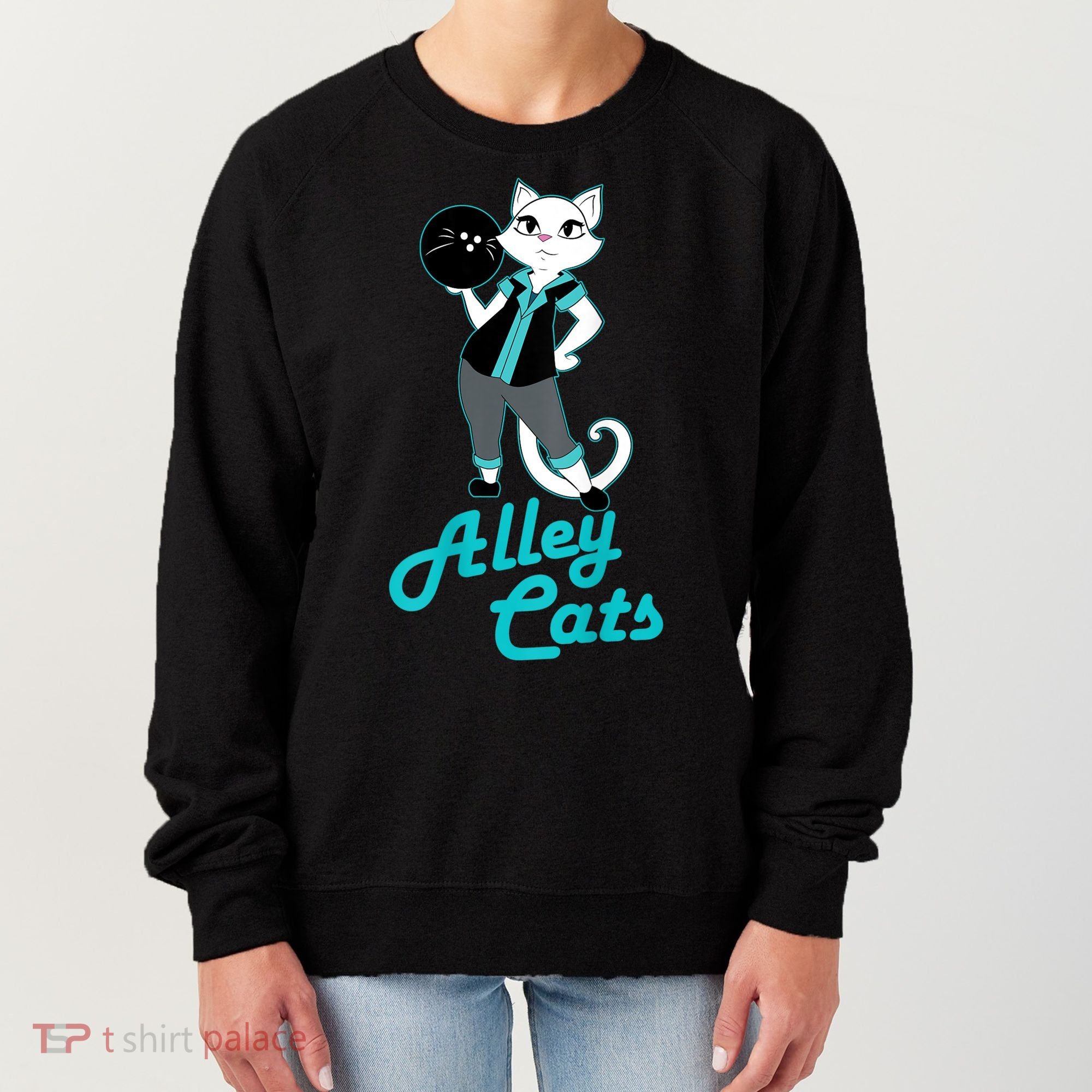 Alley Cats Bowling Team Ladies Backside Print Women's Sweatshirt