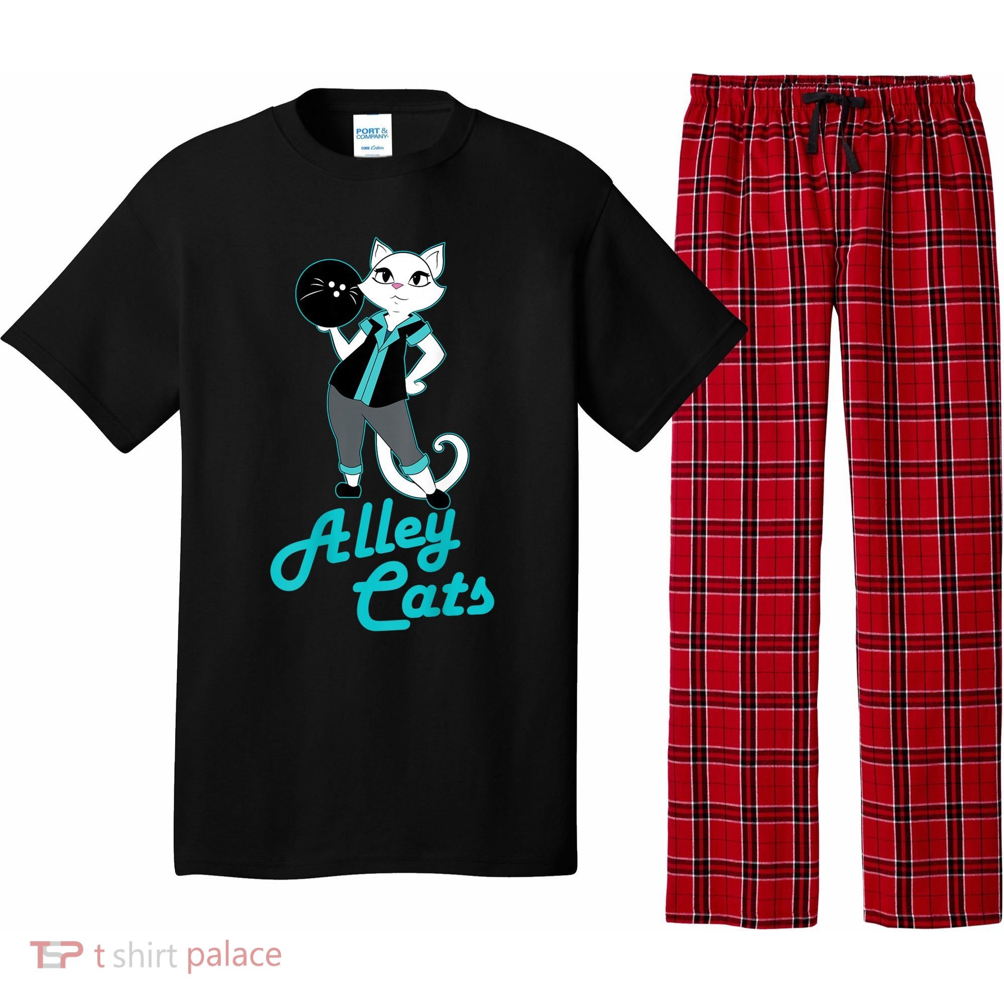 Alley Cats Bowling Team Ladies Backside Print Pajama Set