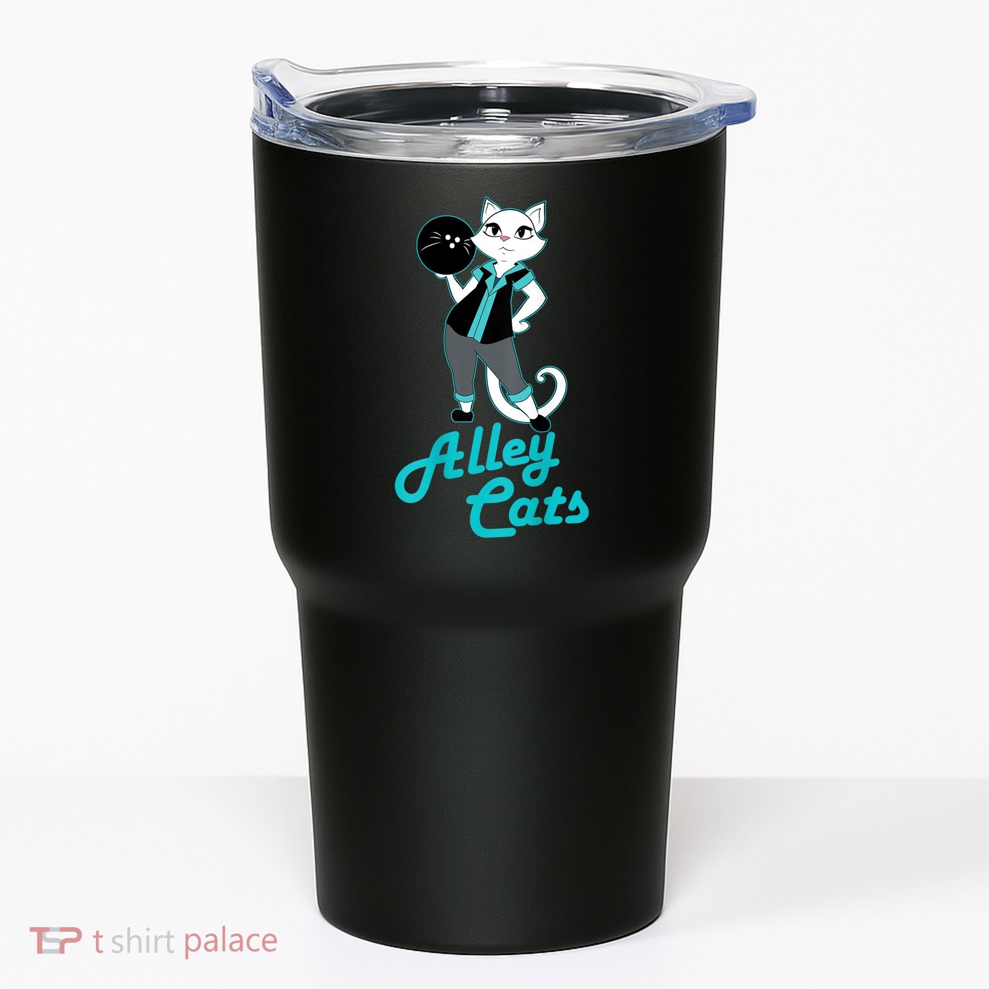 Alley Cats Bowling Team Ladies Backside Print Tumbler