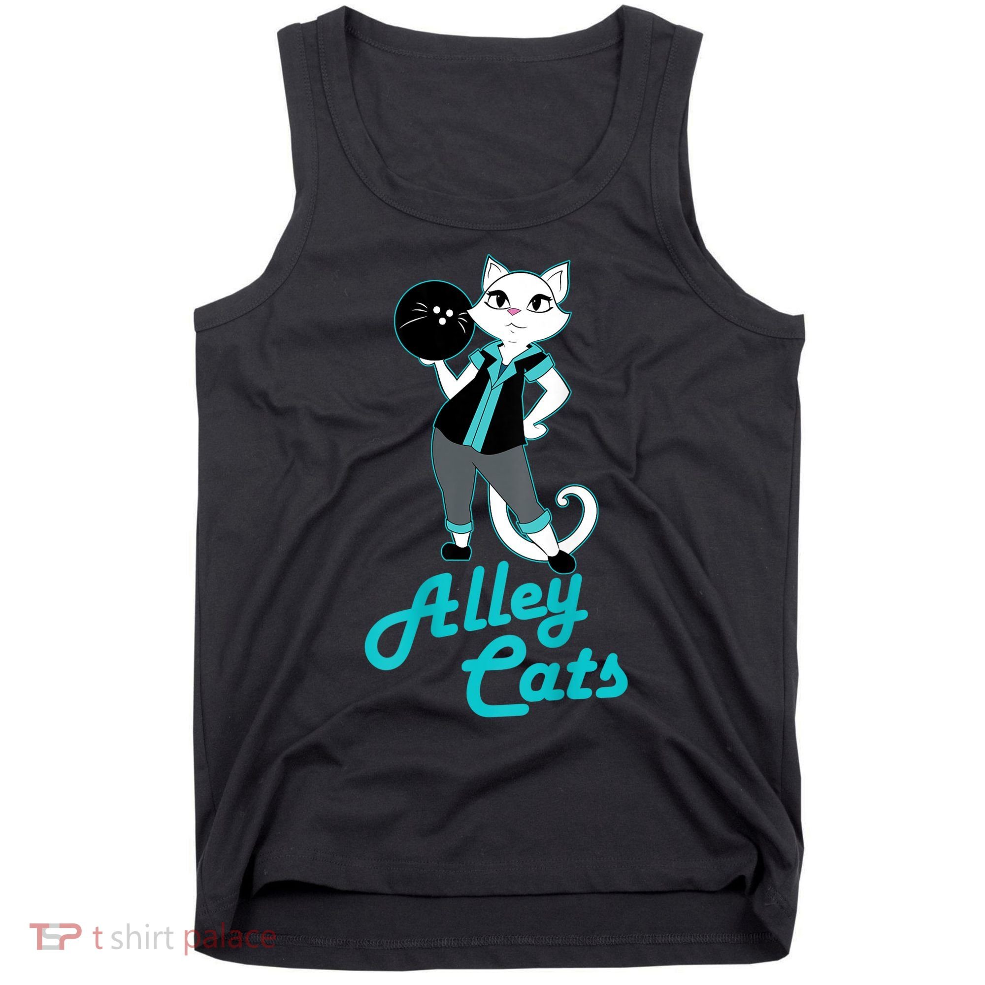 Alley Cats Bowling Team Ladies Backside Print Tank Top