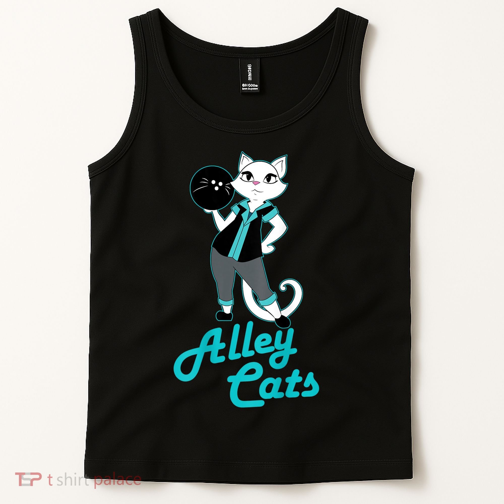 Alley Cats Bowling Team Ladies Backside Print Tank Top