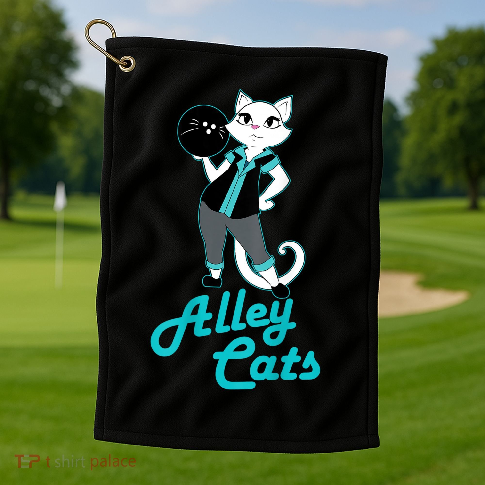 Alley Cats Bowling Team Ladies Backside Print Golf Towel