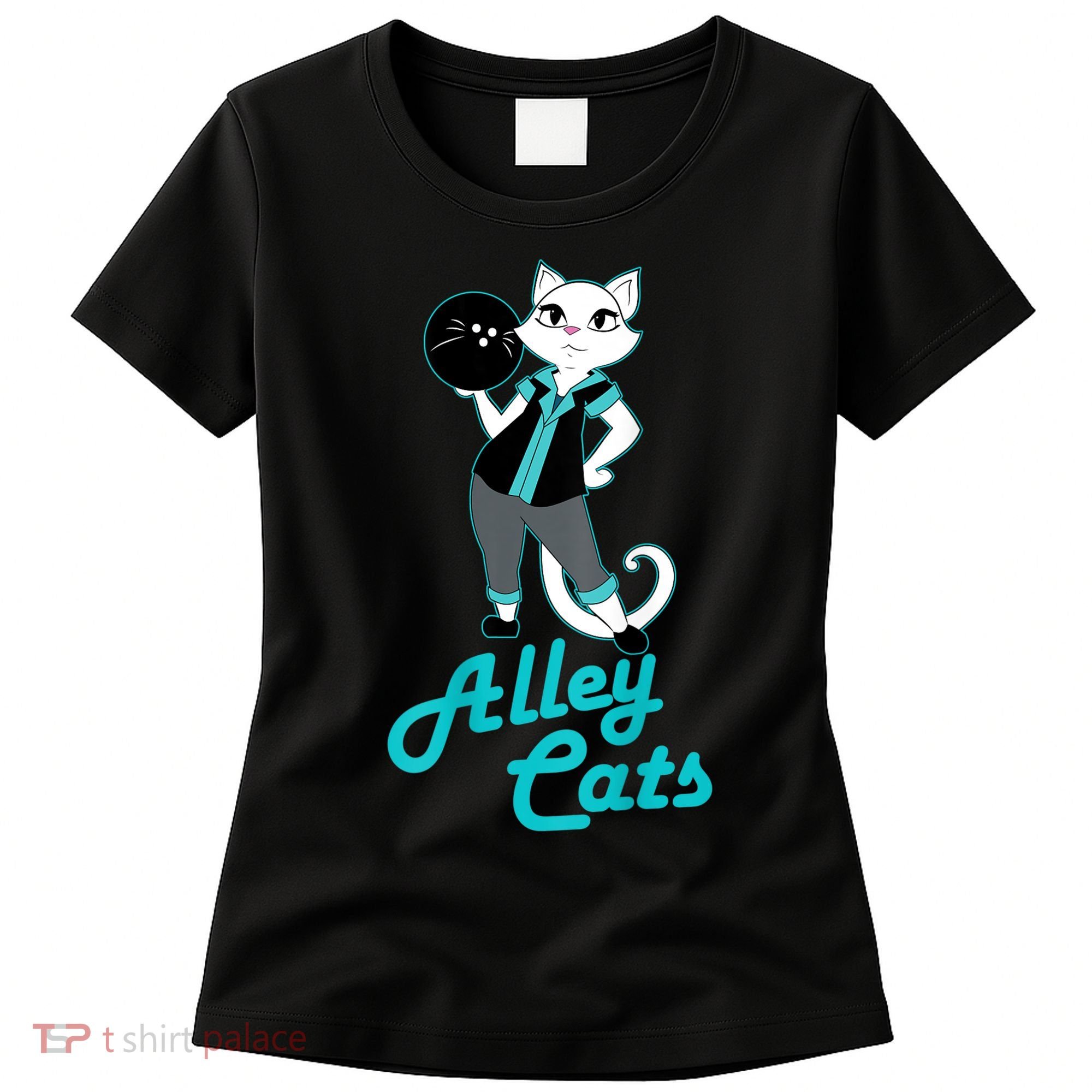 Alley Cats Bowling Team Ladies Backside Print Women's T-Shirt