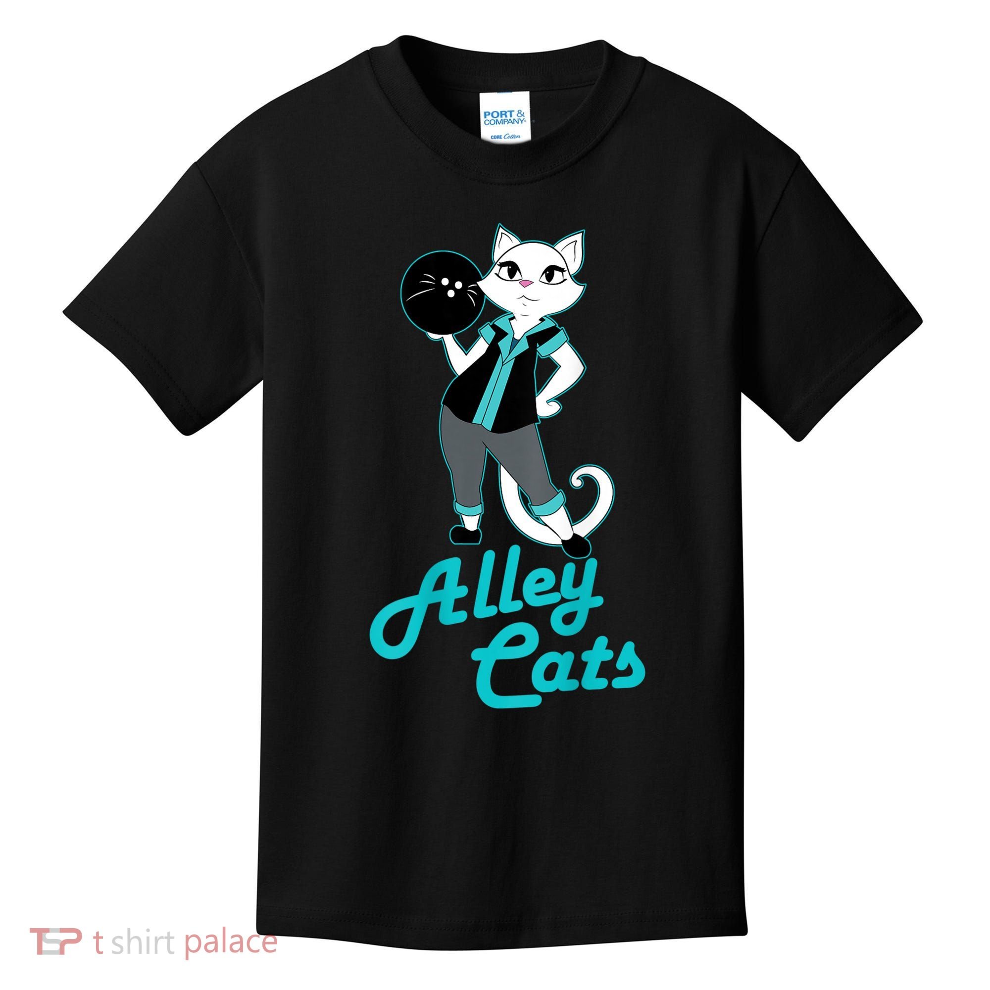 Alley Cats Bowling Team Ladies Backside Print Kids T-Shirt