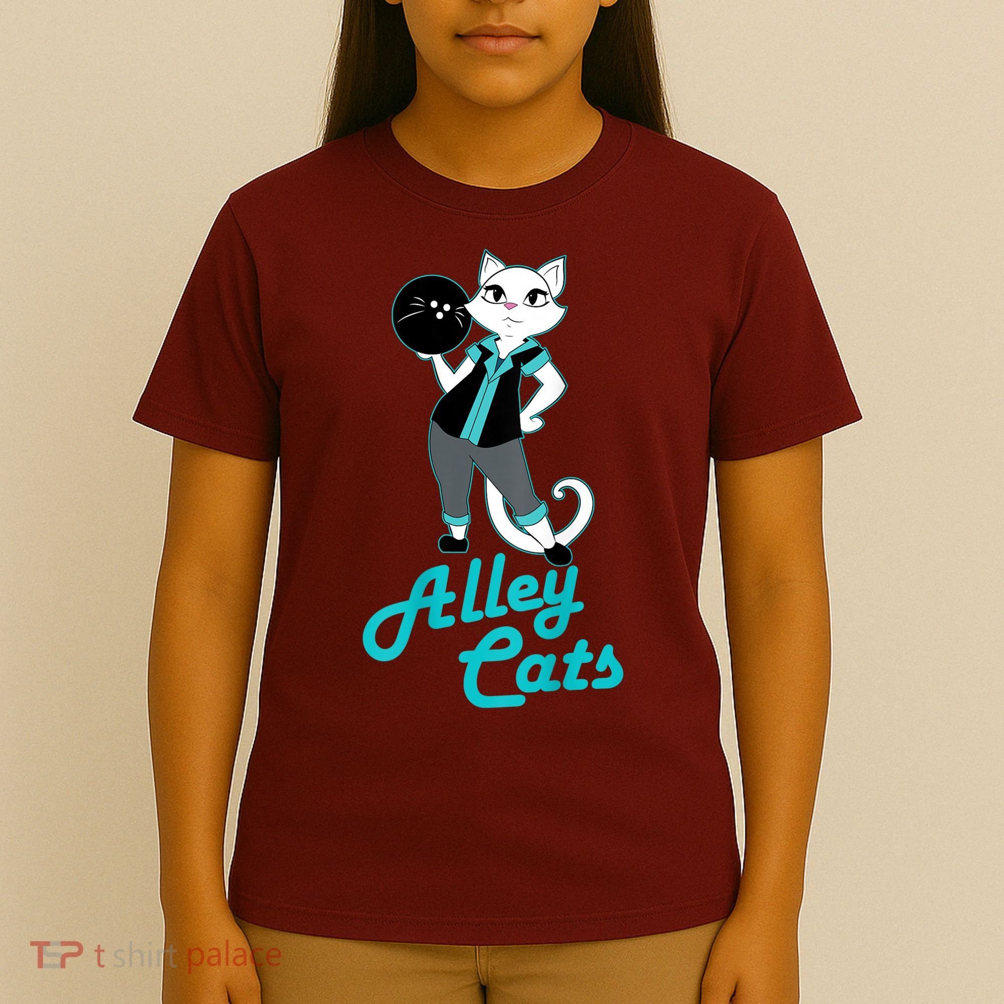 Alley Cats Bowling Team Ladies Backside Print T-Shirt