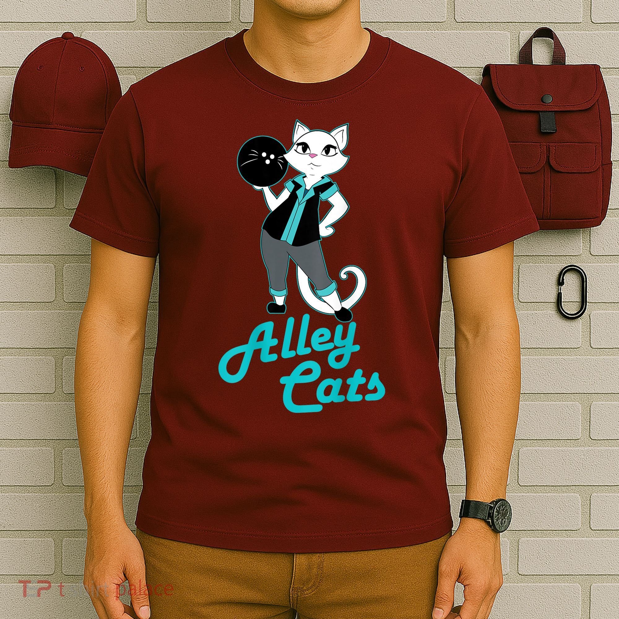 Alley Cats Bowling Team Ladies Backside Print T-Shirt