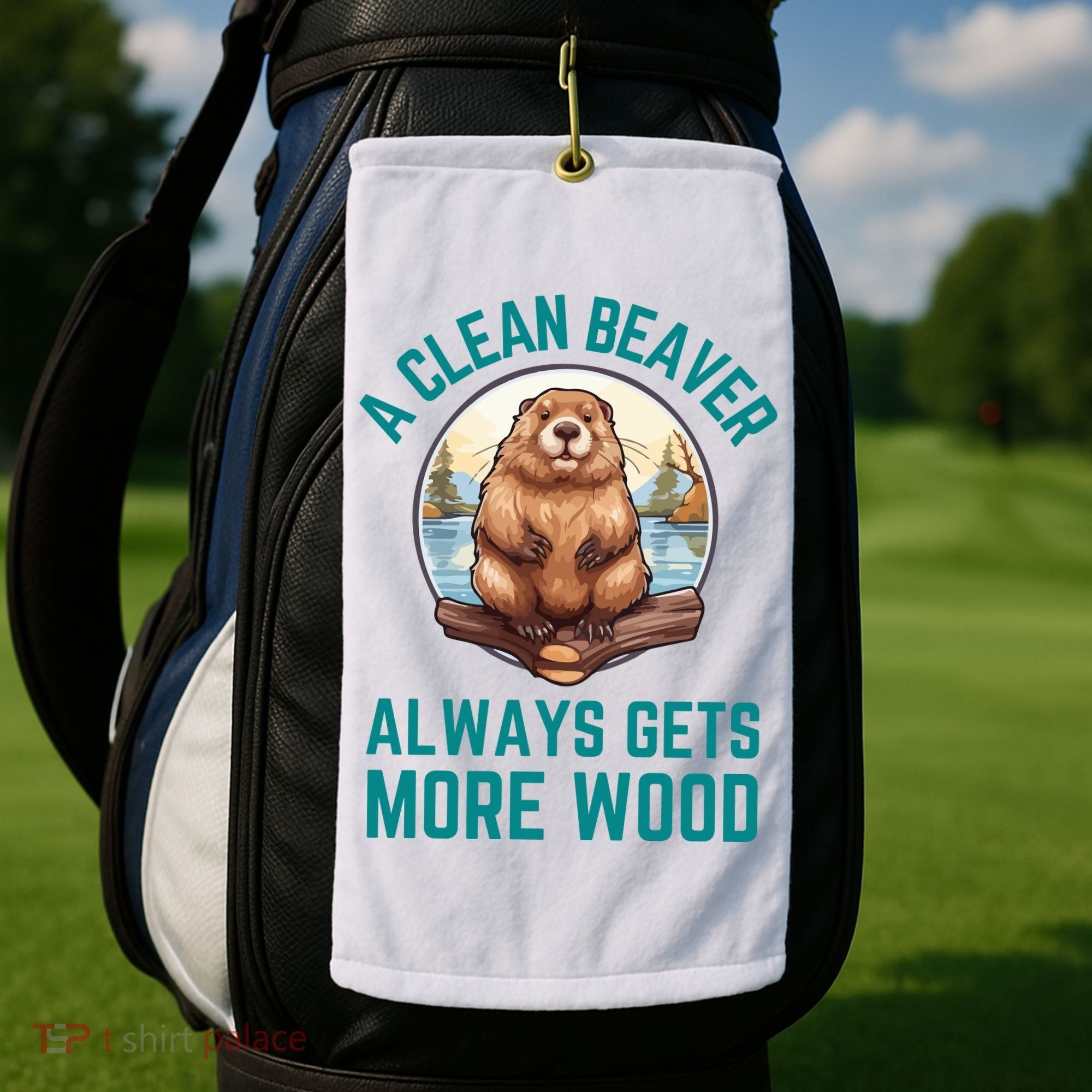 A Clean Beaver Always Gets More Wood Golf Towel