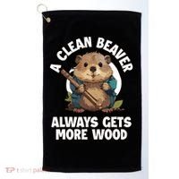 A Clean Beaver Always Gets More Wood Golf Towel thumb 0
