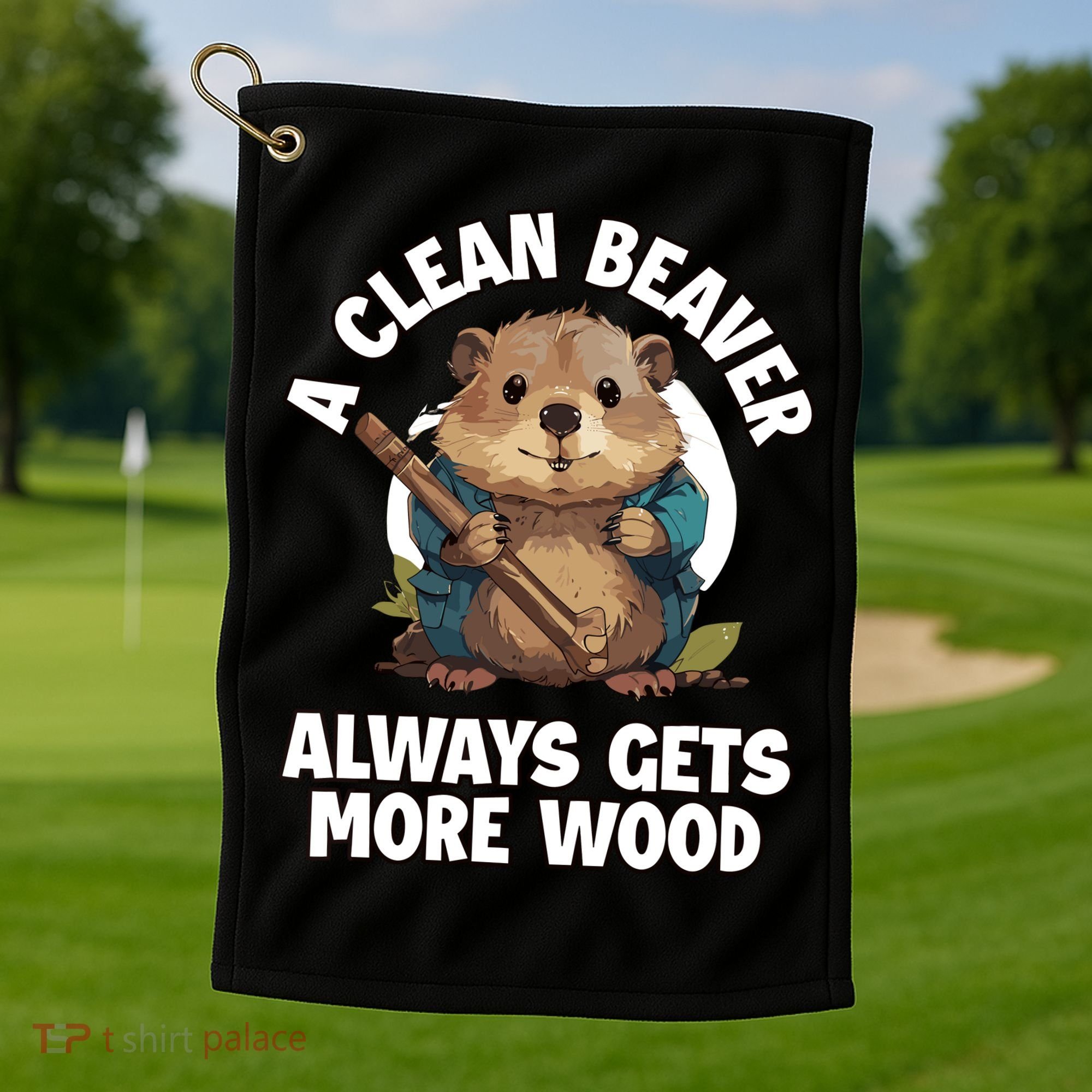 A Clean Beaver Always Gets More Wood Golf Towel