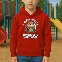 A Clean Beaver Always Gets More Wood Kids Hoodie thumb 2