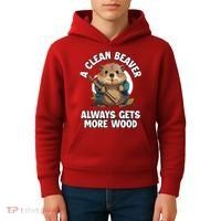 A Clean Beaver Always Gets More Wood Kids Hoodie thumb 4