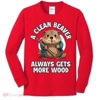 A Clean Beaver Always Gets More Wood Kids Long Sleeve Shirt thumb 0