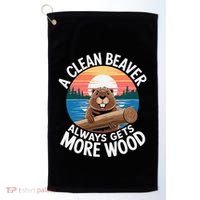 A Clean Beaver Always Gets More Wood Golf Towel thumb 0