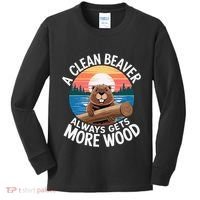 A Clean Beaver Always Gets More Wood Kids Long Sleeve Shirt thumb 0