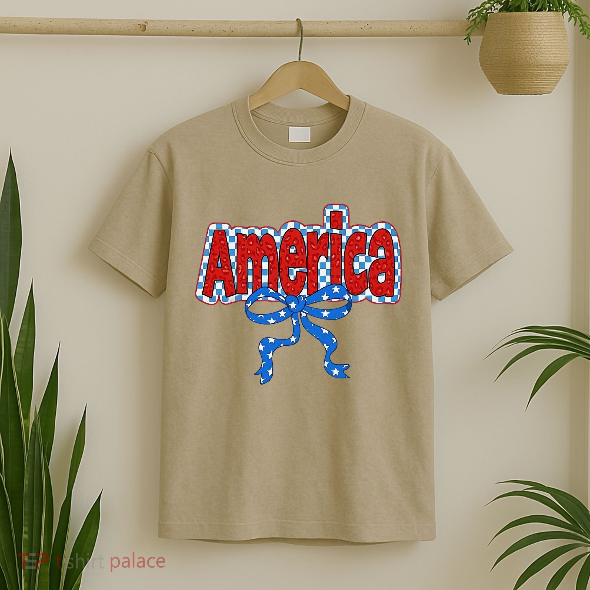 America Coquette Bow 4th Of July American Flag Patriotic T-Shirt