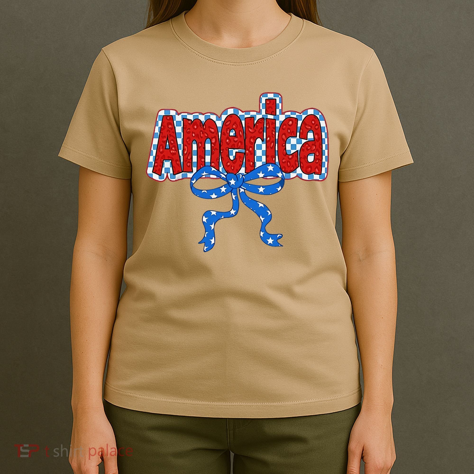 America Coquette Bow 4th Of July American Flag Patriotic T-Shirt