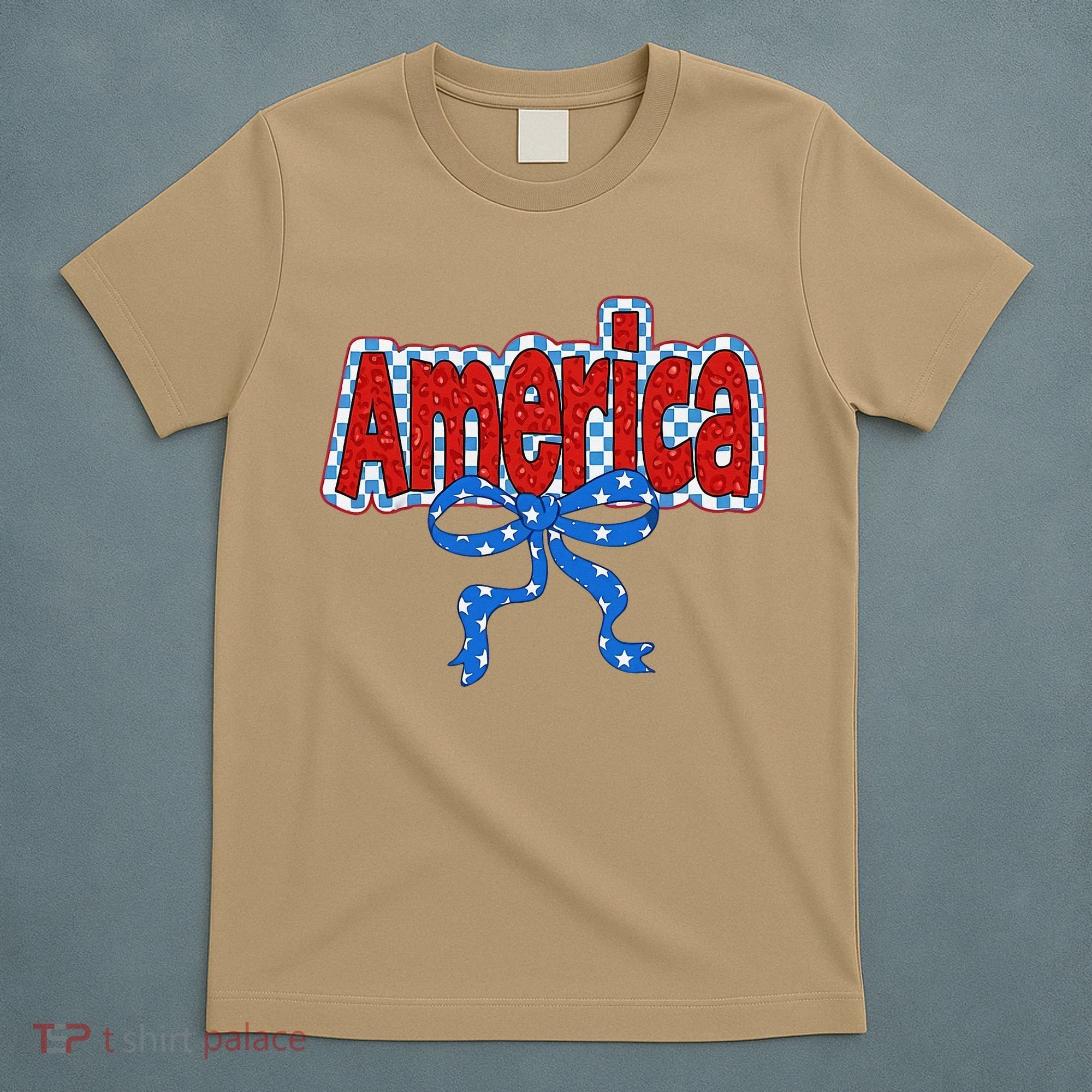 America Coquette Bow 4th Of July American Flag Patriotic T-Shirt