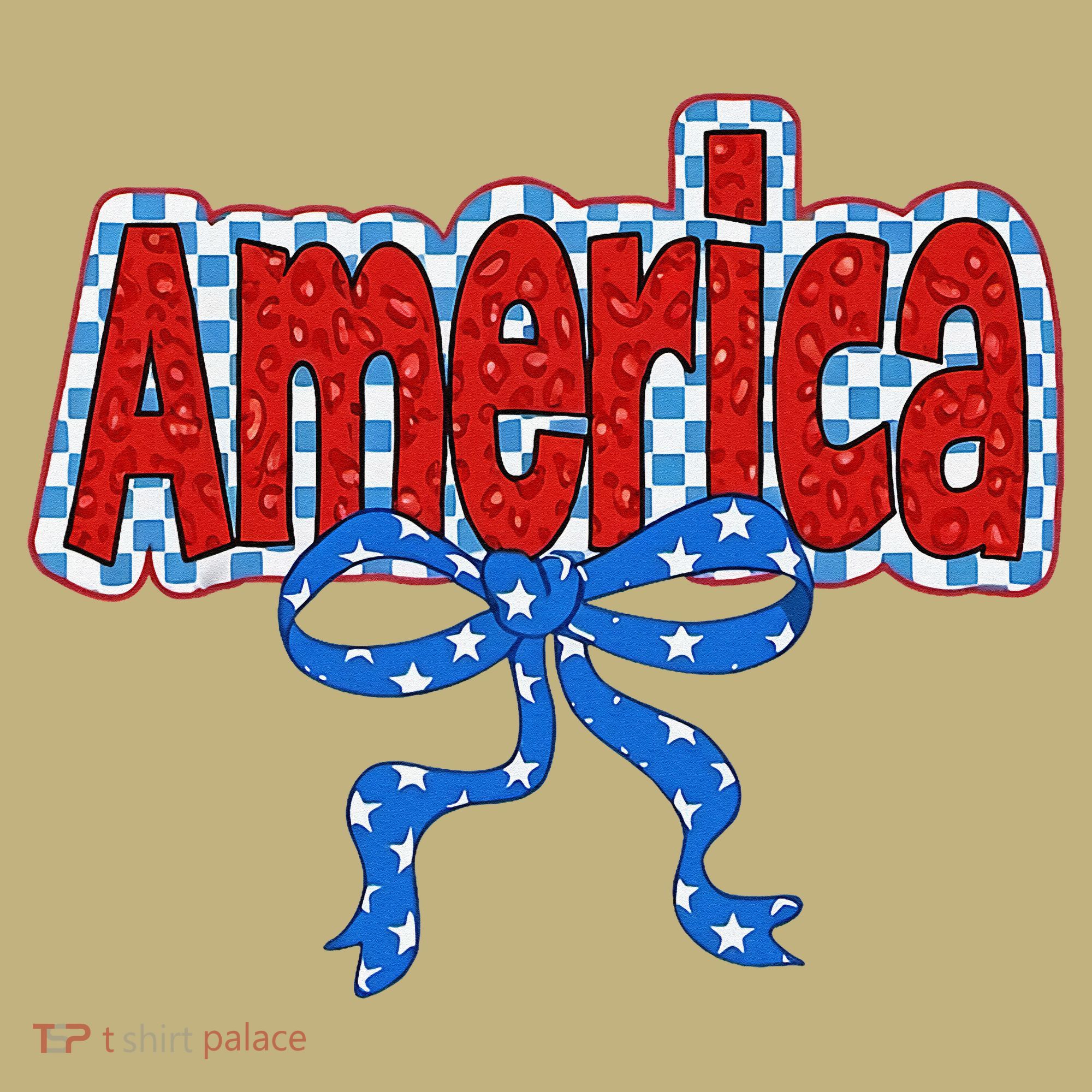 America Coquette Bow 4th Of July American Flag Patriotic T-Shirt